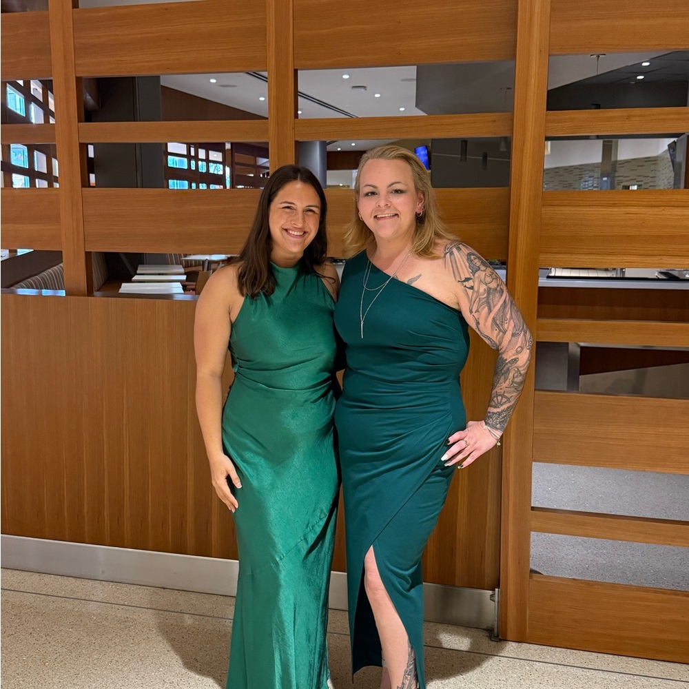 Emerald Green Satin Maxi Dress